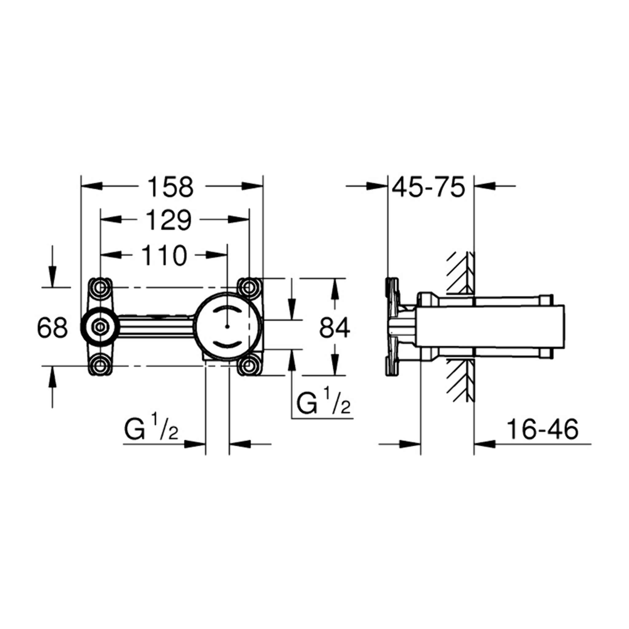 Corps encastré pour mitigeur lavabo monocommande 1/2"