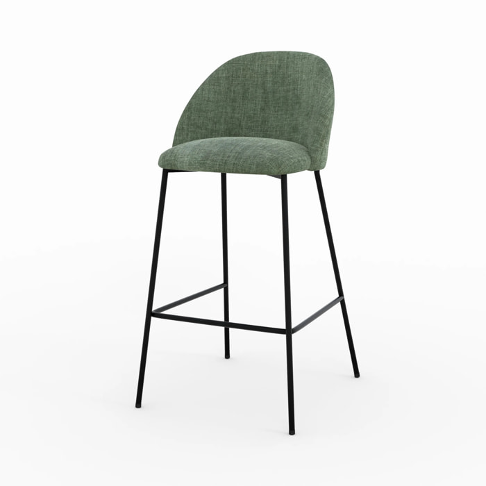 Lot de 2 chaises pour ilot central 66,5 cm en tissu vert sapin - Karl