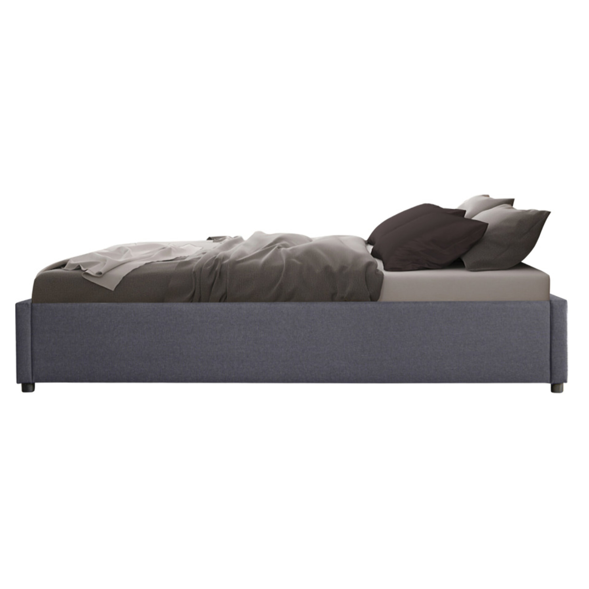 Lit coffre avec sommier Otto - Gris - Tissu