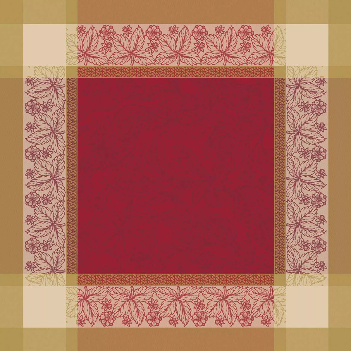 Serviette pur coton motif jacquard rouge Alexandria rubis