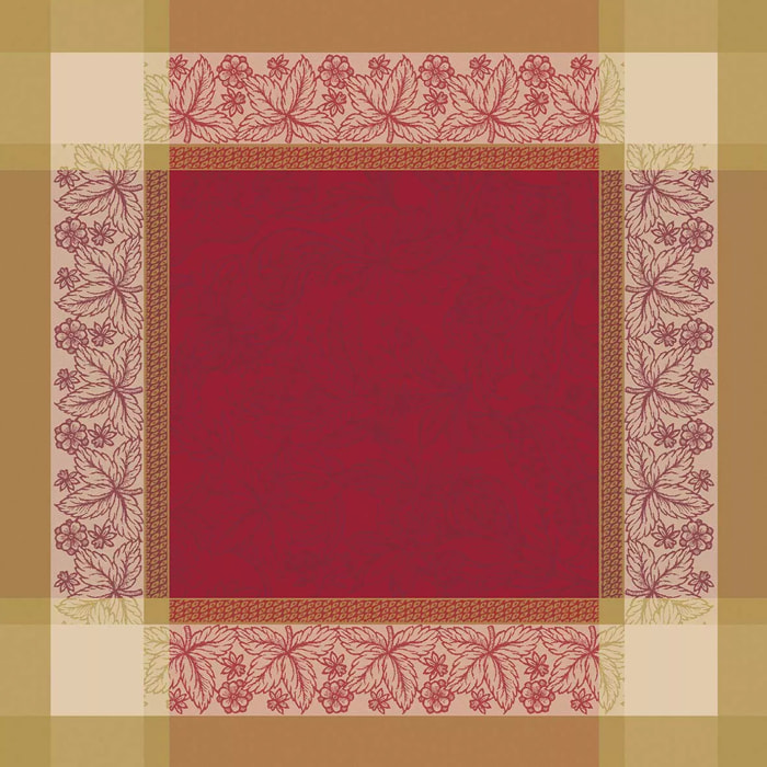 Serviette pur coton motif jacquard rouge Alexandria rubis