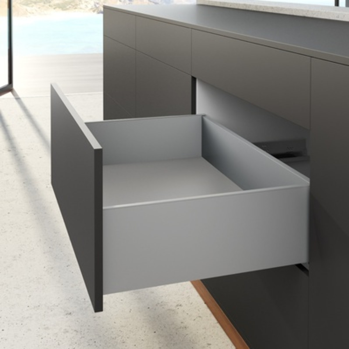 Profilé latéral de tiroir AvanTech YOU, hauteur 187 mm x NL 500mm, Argent, gauche et droite - HETTICH - 9353358