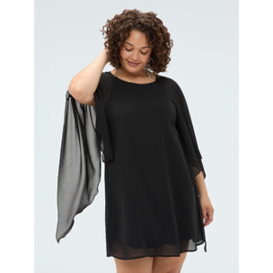 Fiorella Rubino - Vestito in georgette con maxi maniche kimono - Nero