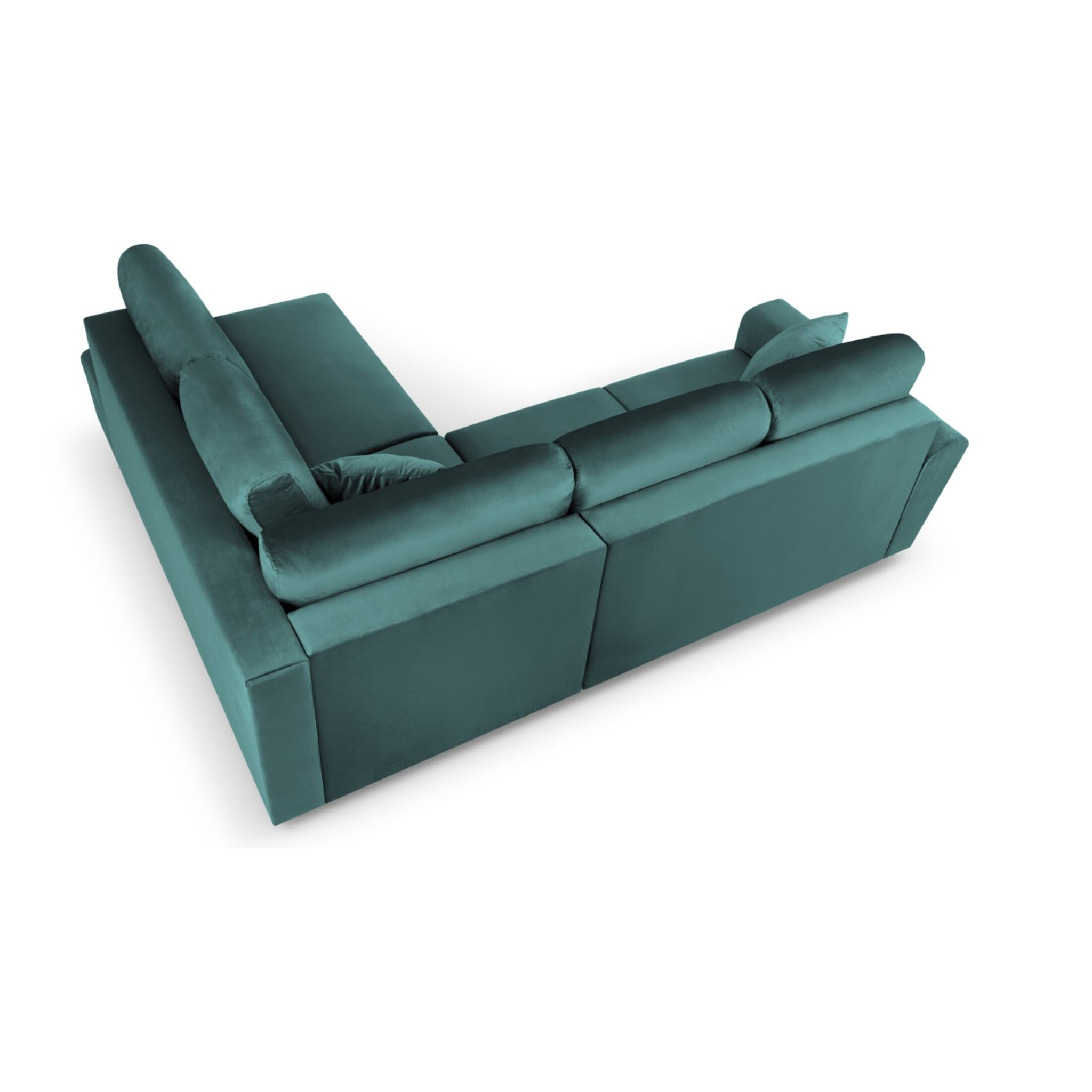 Canapé d'angle droit convertible avec coffre de rangement "Kyoto" 5 places en velours pétrole