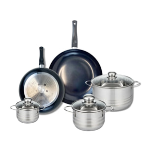 Ensemble de 2 Poêles de cuisson 24 et 28 cm et 3 faitouts 12, 16 et 20 cm Elo Prima Brillant