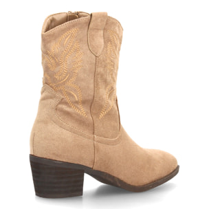 Botas cowboy bordadas con tacón ancho para mujer