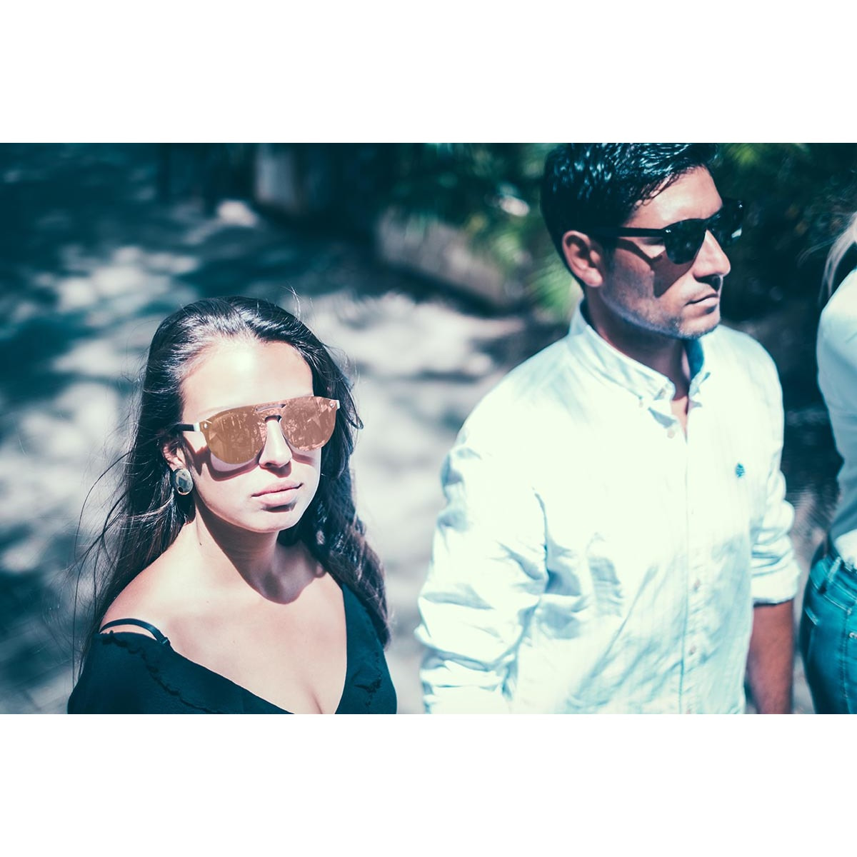 Gafas de sol PALO ALTO PEARL - Gris sólido mate / Plana rosa revo y patillas metálicas doradas