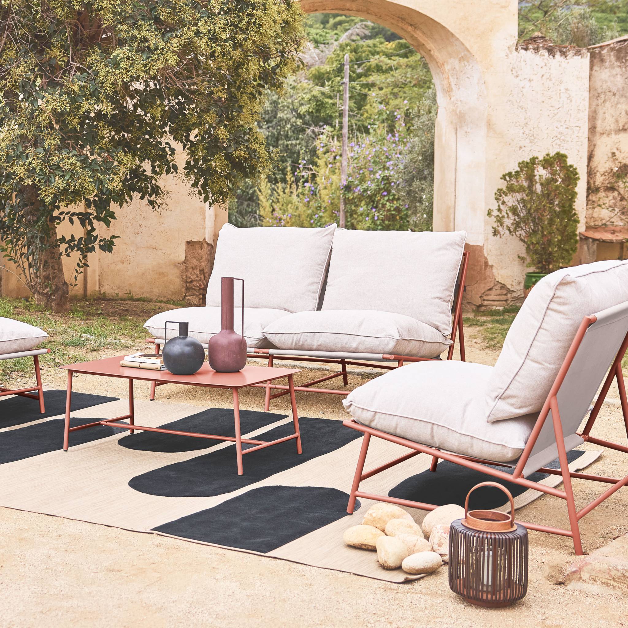 Salon de jardin acier et textilène 4 places SOFIA