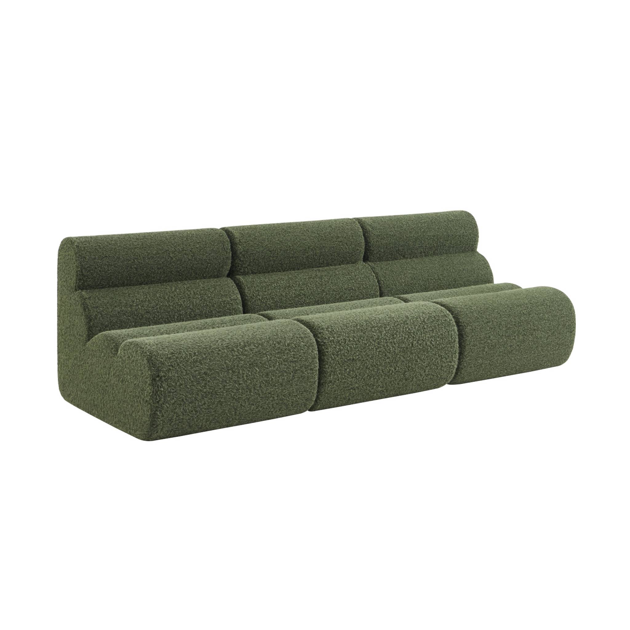 Lot de 3 chauffeuses tissu effet alpaca kaki 1 place - L 81 x P 99 x H 81cm - Nova