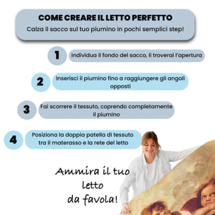 PARURE COPRIPIUMINO SOGNI D'AUTORE, Stampa Digitale, 100% Cotone, Made in Italy - 59