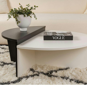 Table basse moderne noire & blanche - 2 hauteurs MARFA