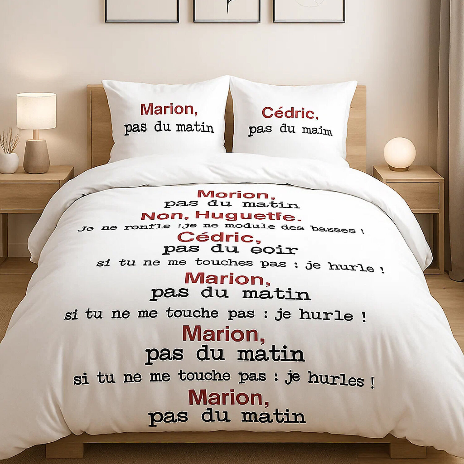 Parure housse de couette 100% coton scene de menage