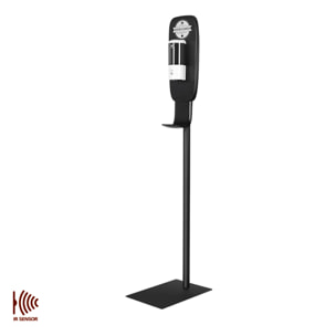 DAM Dispenser automatico di gel idroalcolico a infrarossi da 500 ml con supporto a piede e a parete. 8x9x21 cm. Colore nero