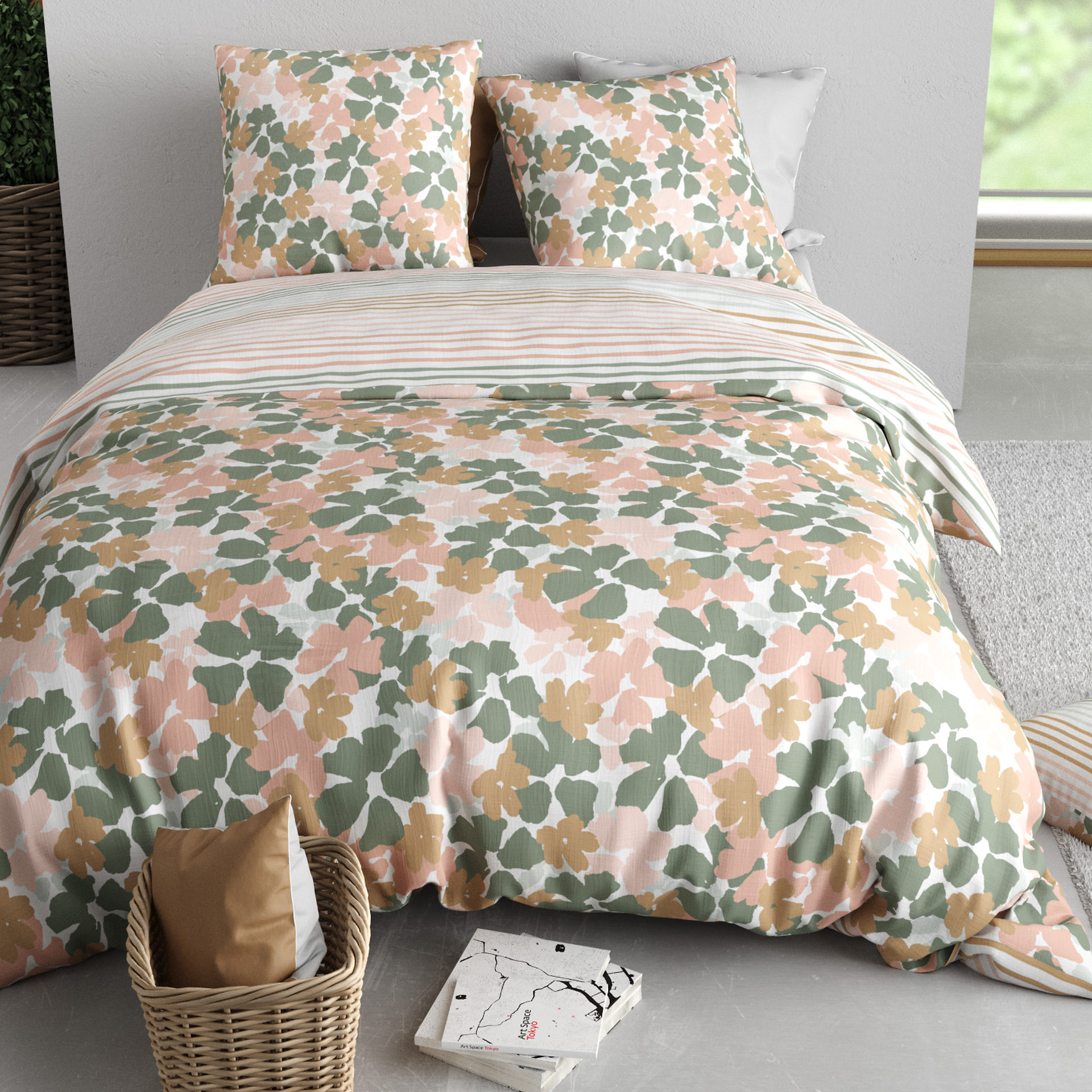 Parure Housse De Couette 3pcs 100% Coton 57 Fils MADERE