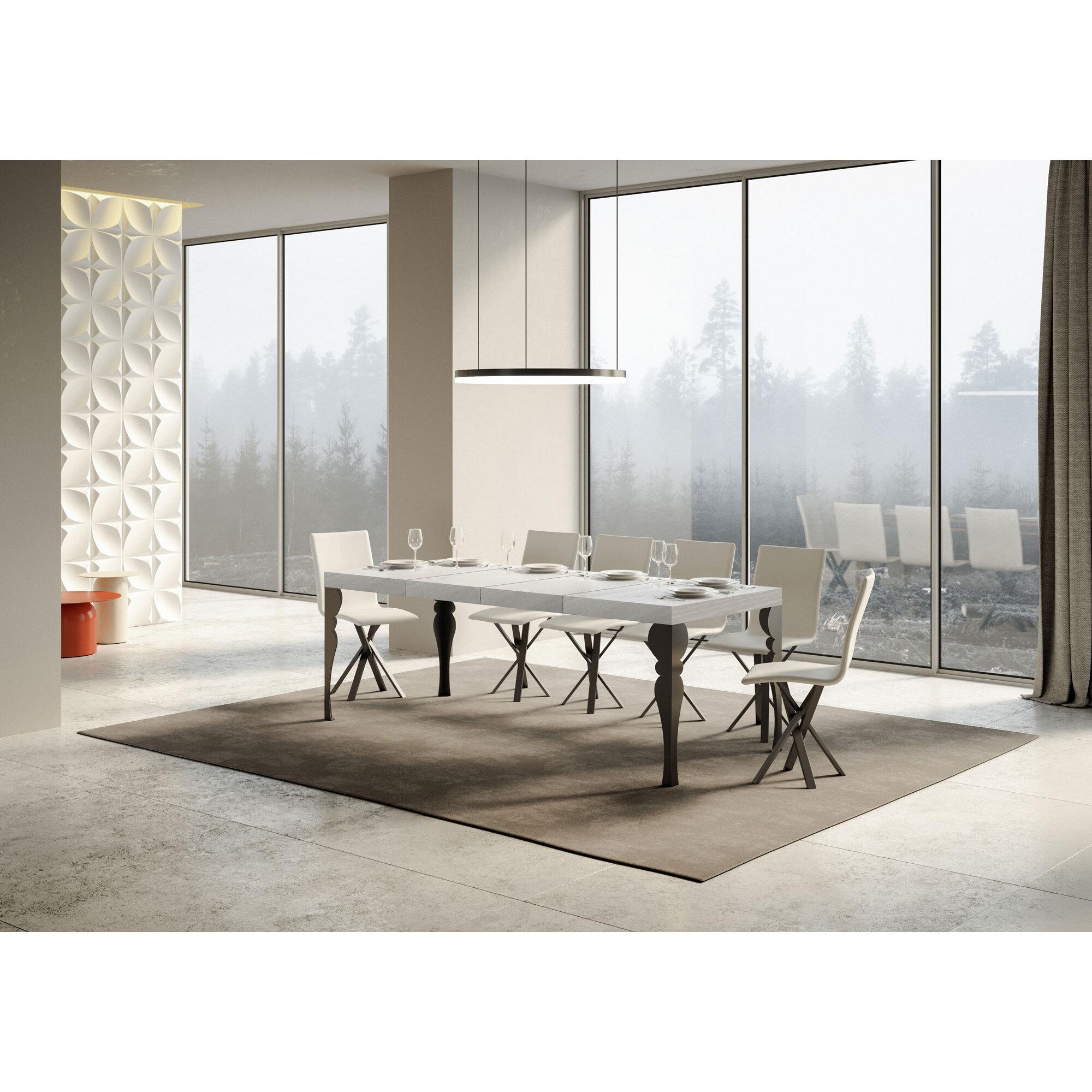 Mesa extensible 90x160/264 cm Paxon Premium Fresno Blanco estructura Antracita