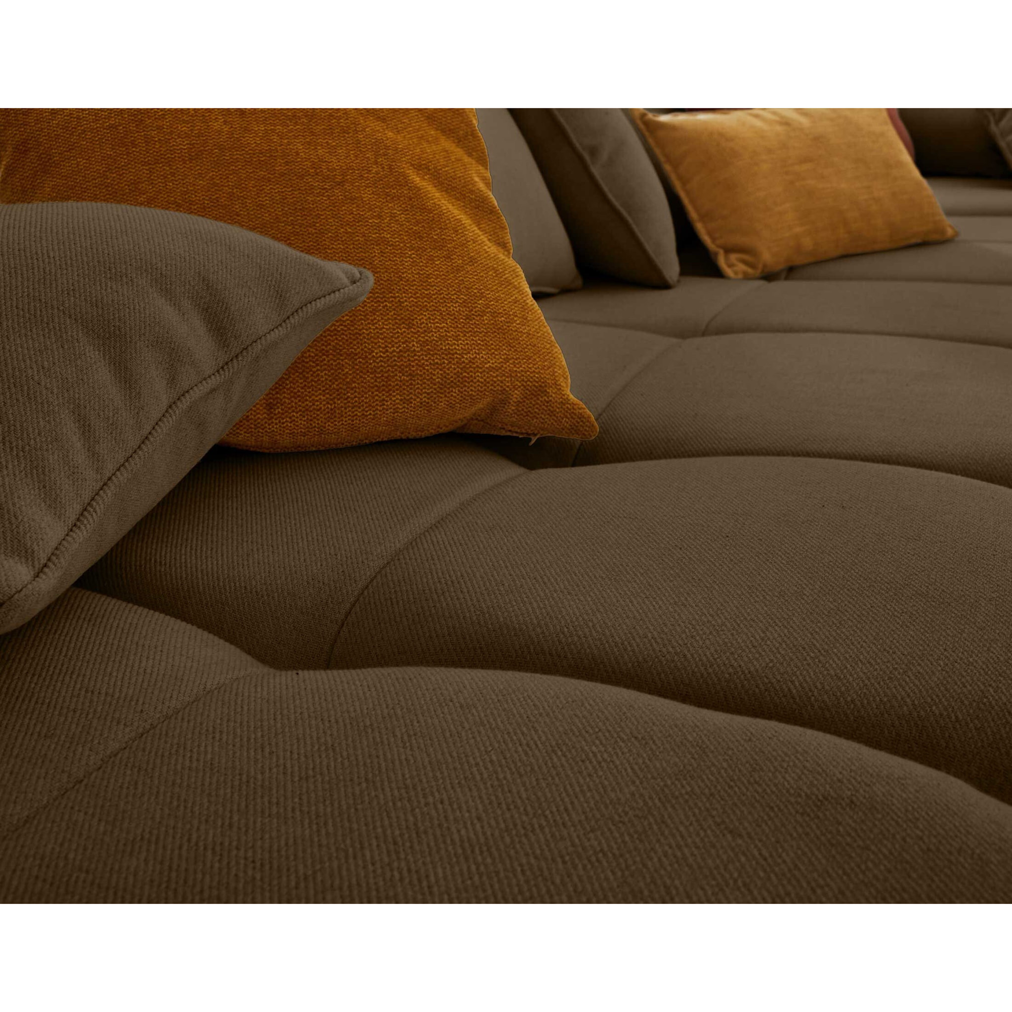Caracas - canapé modulable d'angle droit - 5 places - en tissu - Marron