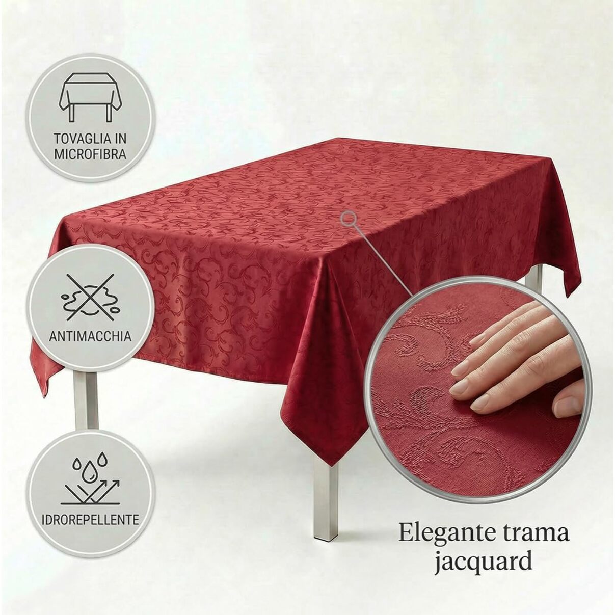 Tovaglia antimacchia impermeabile in poliestere resistente, ideale per uso quotidiano e occasioni, protegge da liquidi e sporco, facile da pulire, pratica e durevole, design elegante per cucina e sala da pranzo