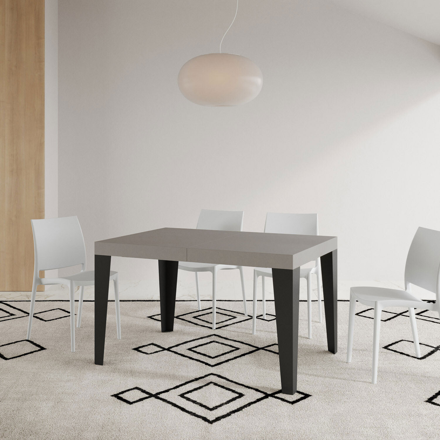 Table extensible 80x140/224 cm Flame Cachemire cadre Anthracite