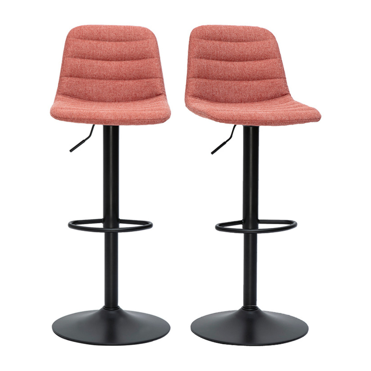 Tabourets de bar réglables pivotants 360° en tissu effet velours texturé terracotta et métal (lot de 2) SAURY