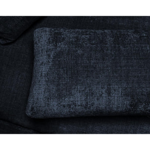 Miro - Canapé d'angle droit 4 places convertible avec coffre en velours texturé - Bleu