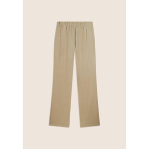 Pantaloni wide leg in tessuto crinkle fluido