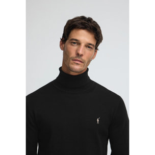 Maglione nero a dolcevita in misto lana con ricamo Rigby Go