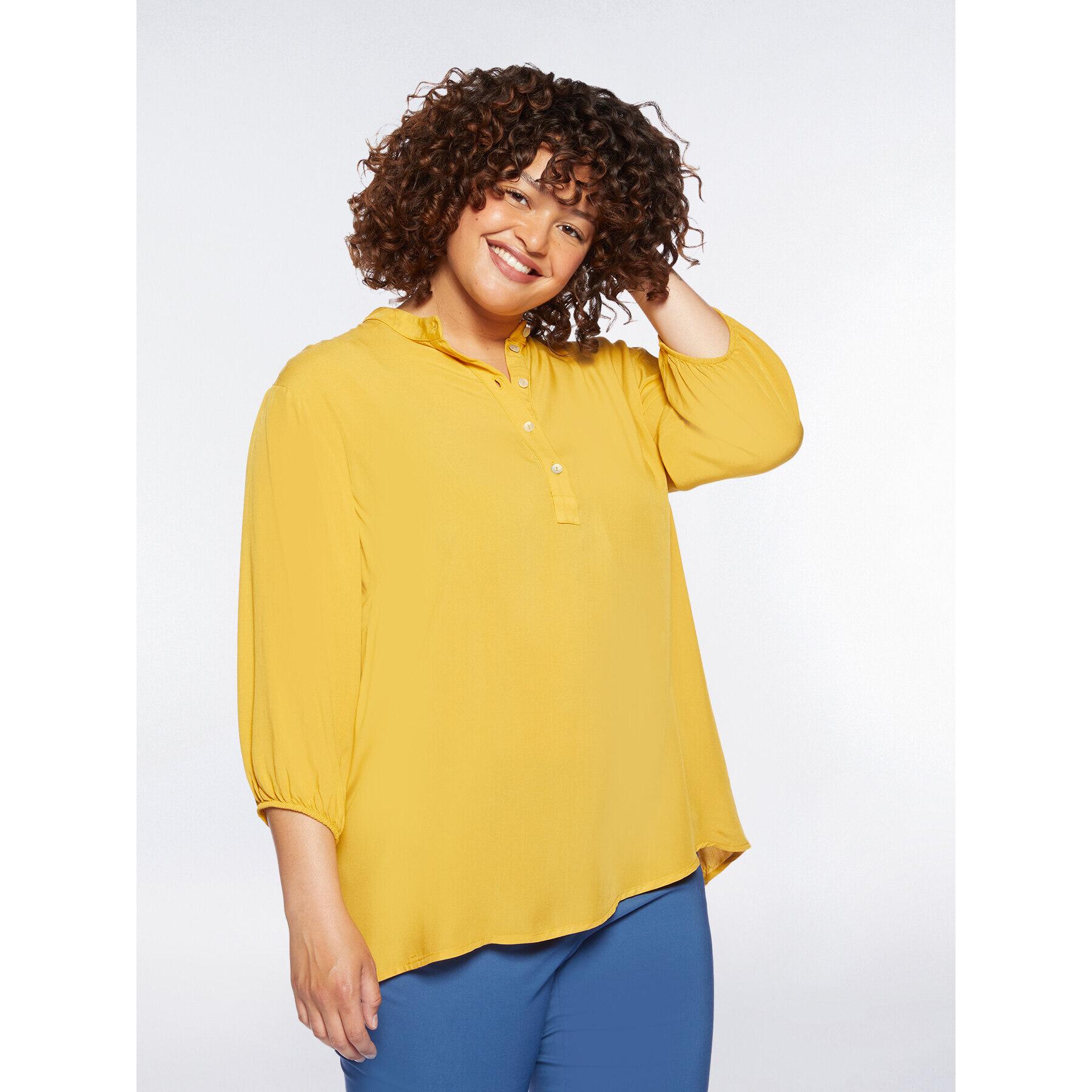 Fiorella Rubino - Blusa de viscosa con escote redondo - Amarillo