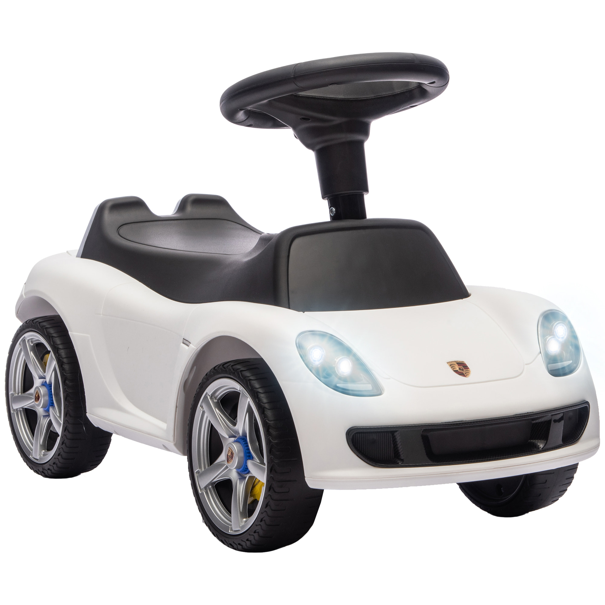 Correpasillos para Bebés de 18 a 36 Meses, Licencia de Porsche, Coche sin Pedales con 2 Faros, Bocina, Sonido de Arranque, para Interior y Exterior, 63x28,5x38 cm, Blanco