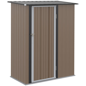 Abri de jardin - remise pour outils - cabanon porte verrouillable - dim. 142L x 84l x 189H cm - tôle d'acier marron blanc