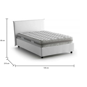 Letto piazza e mezza Chicca, Letto contenitore con rivestimento in tessuto, 100% Made in Italy, Apertura frontale, con materasso Cm 120x200 incluso, Bianco