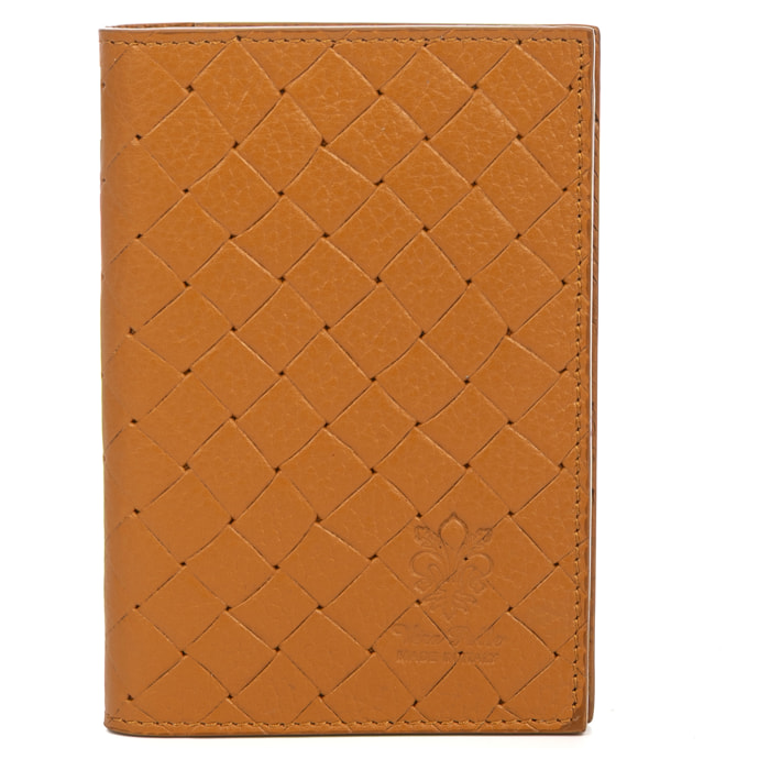 Azzano tarjetero billetero de piel auténtica Dollaro grabado entrelazado.