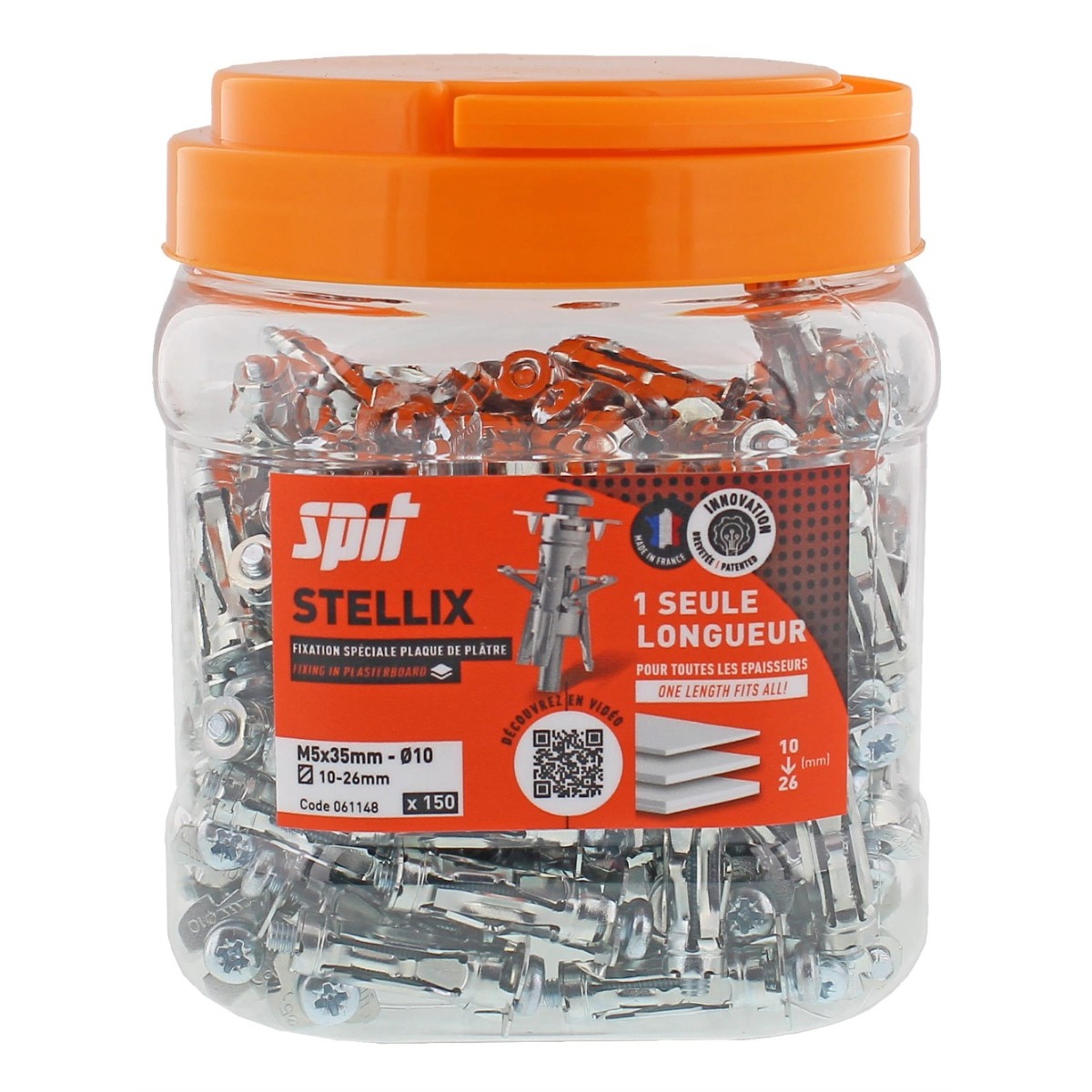 Cheville métallique à vis Stellix - 5 x 35 / 15 M5 + Vis Seau de 150 - SPIT - 060144
