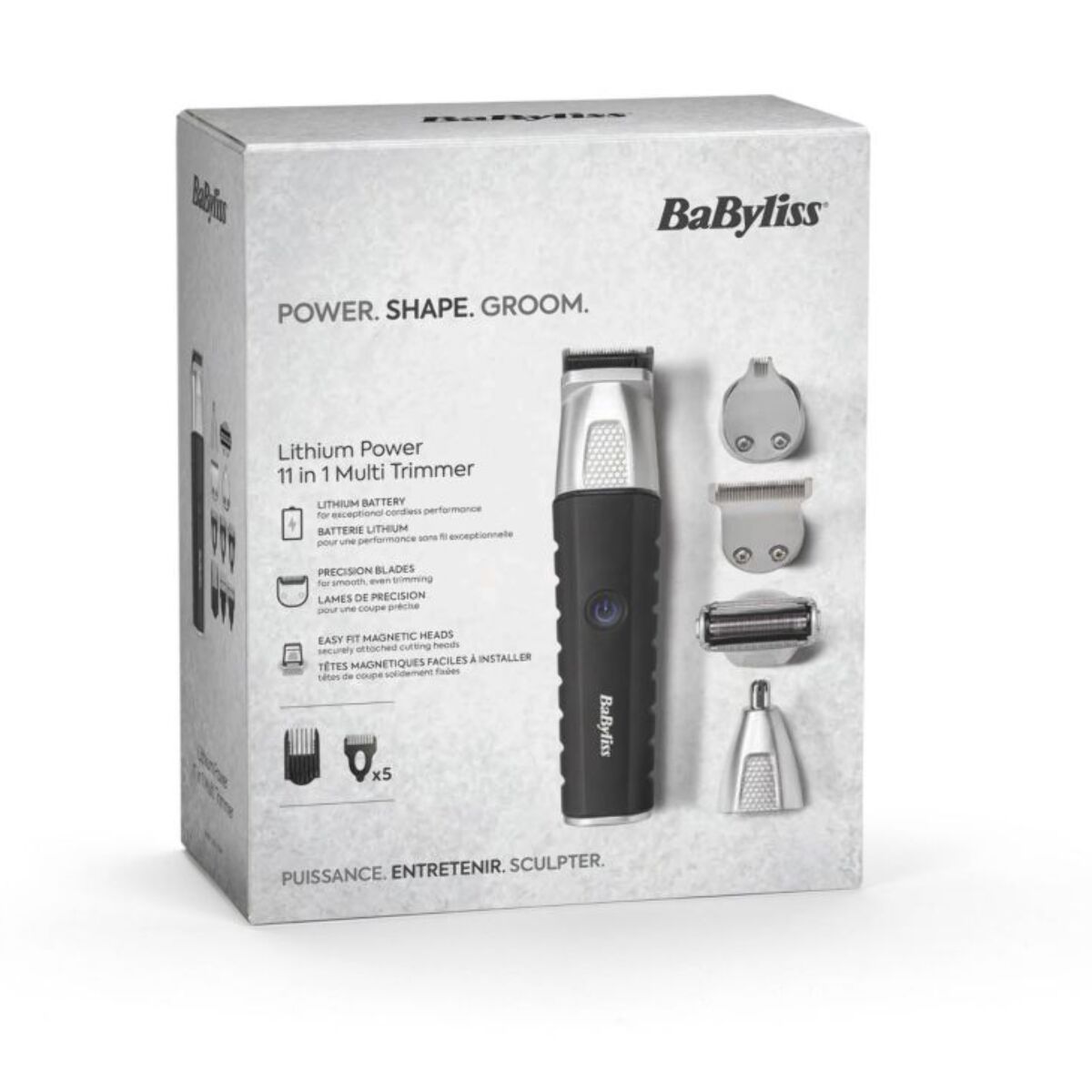 Tondeuse multi usages BABYLISS 11 en 1 MT812E, 4 hauteurs de coupe, précision 0,5 mm, autonomie 240 mn