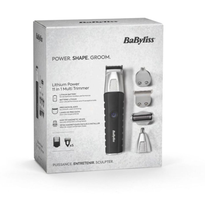 Tondeuse multi usages BABYLISS 11 en 1 MT812E, 4 hauteurs de coupe, précision 0,5 mm, autonomie 240 mn