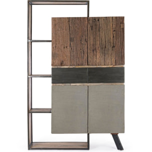 Credenza MANCHESTER in legno di mango e acciaio nero, 118x38x180 cm