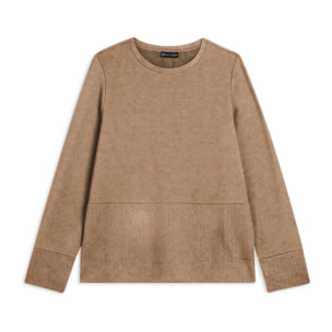 Felpa donna con grafica in strass e inserti a micro-trecce