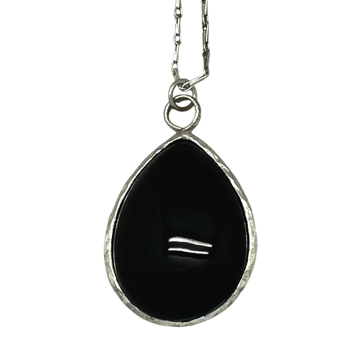 Collar largo Tears for Me en plata 10µ y cristal negro