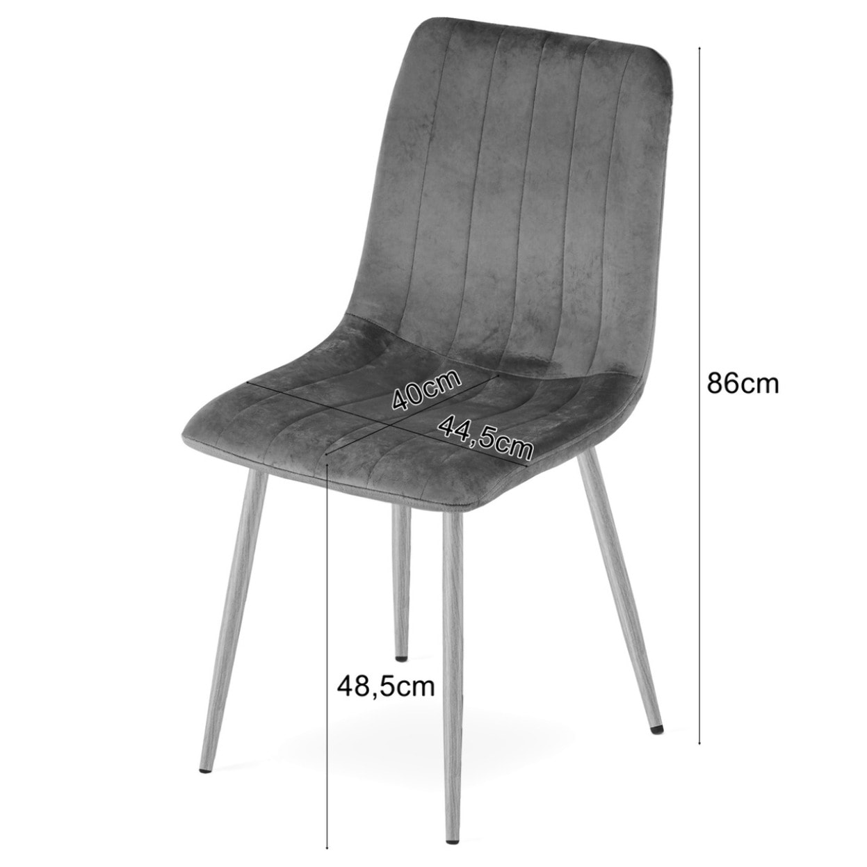 Sedia da pranzo Lava in velluto grigio chiaro e gambe effetto legno