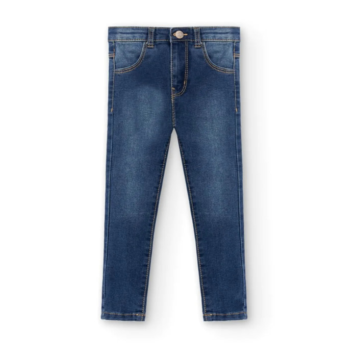 Pantaloni Da Bambina In Denim Blu