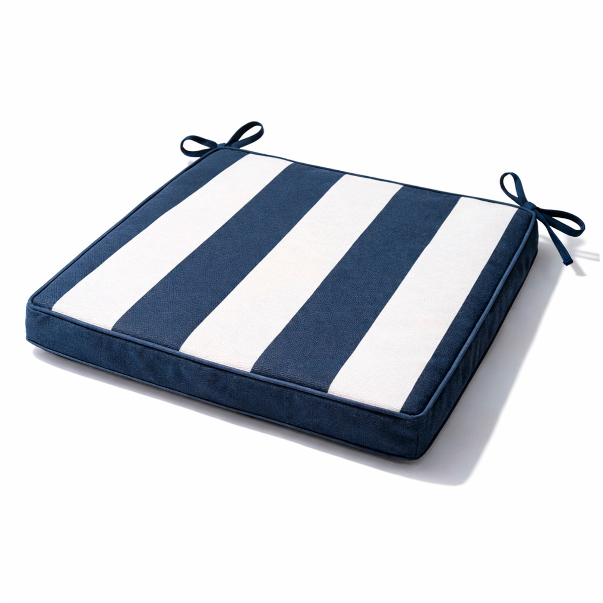 Galette de chaise imperméable déhoussable à rayures ARCACHON - Bleu Foncé