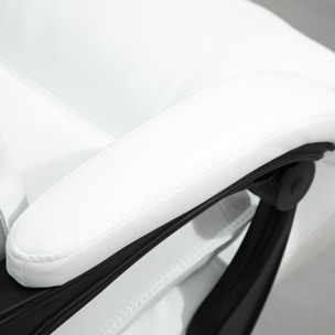 Fauteuil de bureau direction hauteur réglable dossier inclinable repose-pied intégré revêtement synthétique blanc