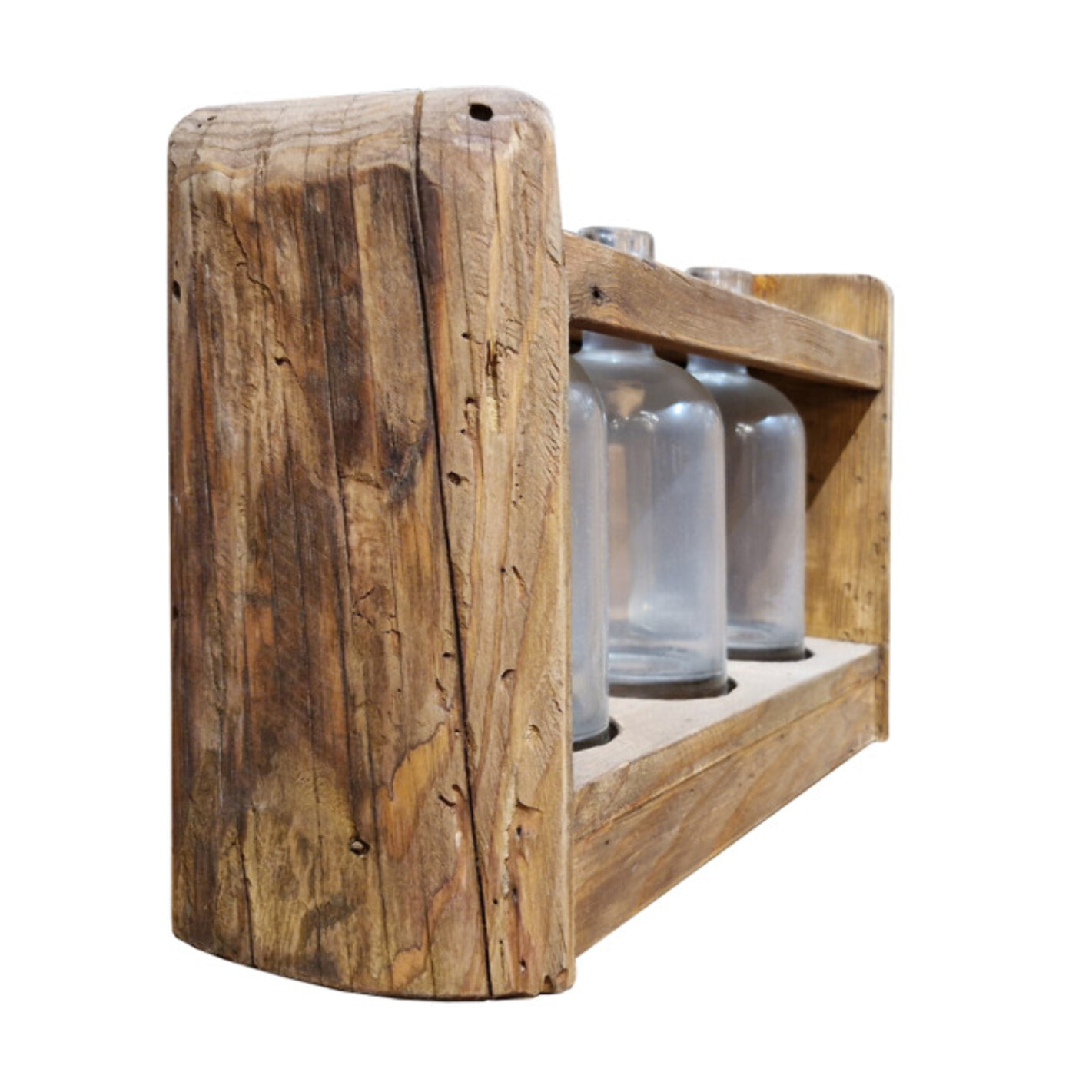 Décoration en bois de pin recyclé avec 3 vases - ORIGIN