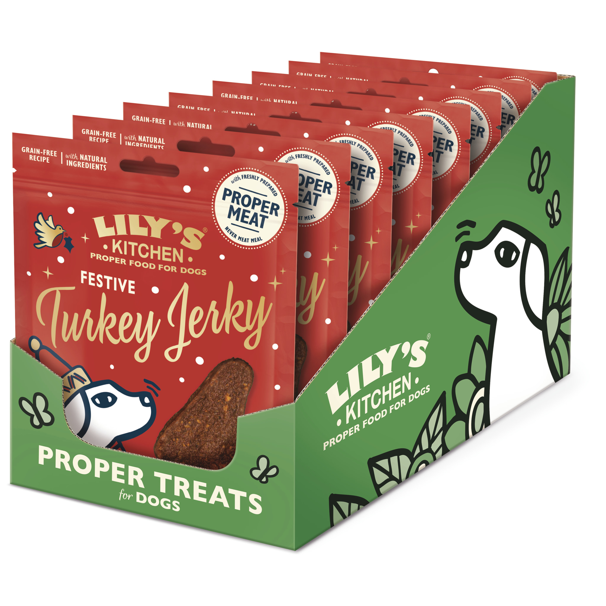 Lot de 8 - Lily’s Kitchen Friandises pour chiens Bouchées de dinde de Noël 70g
