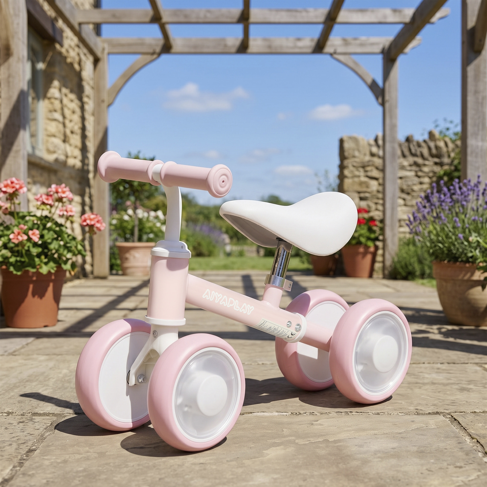 Draisienne enfant 4 roues LED réglable rose