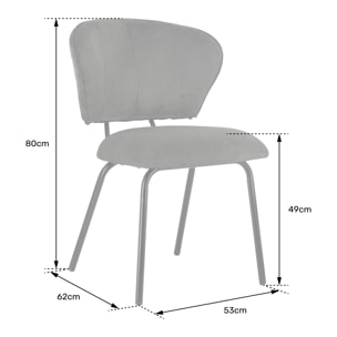 Lot de 2 chaises en velours côtelé gris clair NILSA