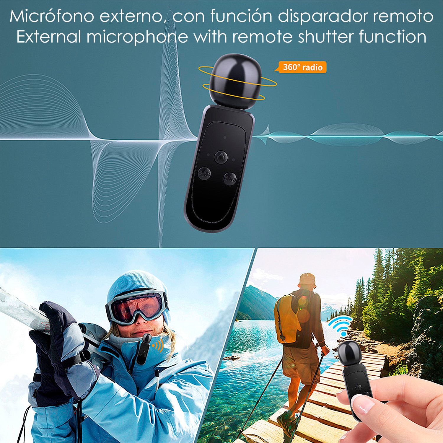Cámara Deportiva M40 TRW 5k 30 fps con 47,5 mpx, doble pantalla de 2" y 1.3", estabilizador de imagen, multitud de accesorios, micrófono inalámbrico y WIFI.