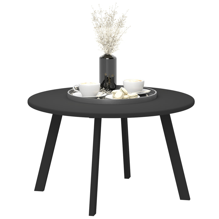 Mesa de Centro de Jardín Redonda de Metal Mesa Auxiliar con Bordes Redondeados Patas Antideslizantes Mesa de Café para Patio Balcón Salón Negro