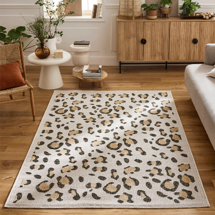SAVANNA - Tapis intérieur/extérieur motif léopard crème