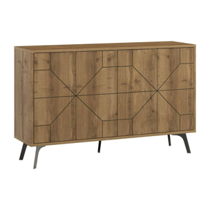 Credenza Dokwonkw, Buffet da soggiorno, Madia da salotto, Dispensa da cucina, 123x35h77 cm, Rovere