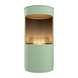 Giulio Cesare - Camino a Bioetanolo da Pavimento Ø40x80 cm di Design da Interno per Arredo in Acciaio Inox Salvia